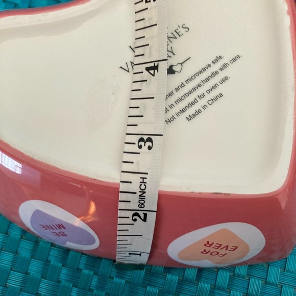 Heart Shaped Nesting Bowls 3 Pc Set Ceramic Purple Pink Green - Picture 13 of 14